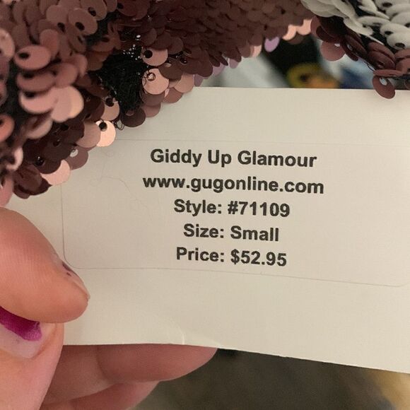 Sequin Striped Crop Top Small GIDDY UP GLAMOUR NWT - Picture 7 of 9